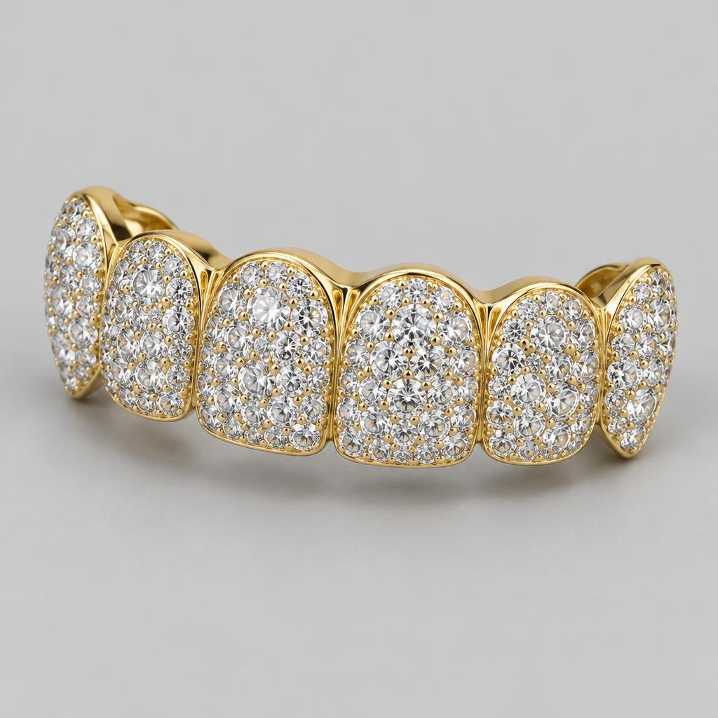 Gold · Moissanite six-tooth grill design preview